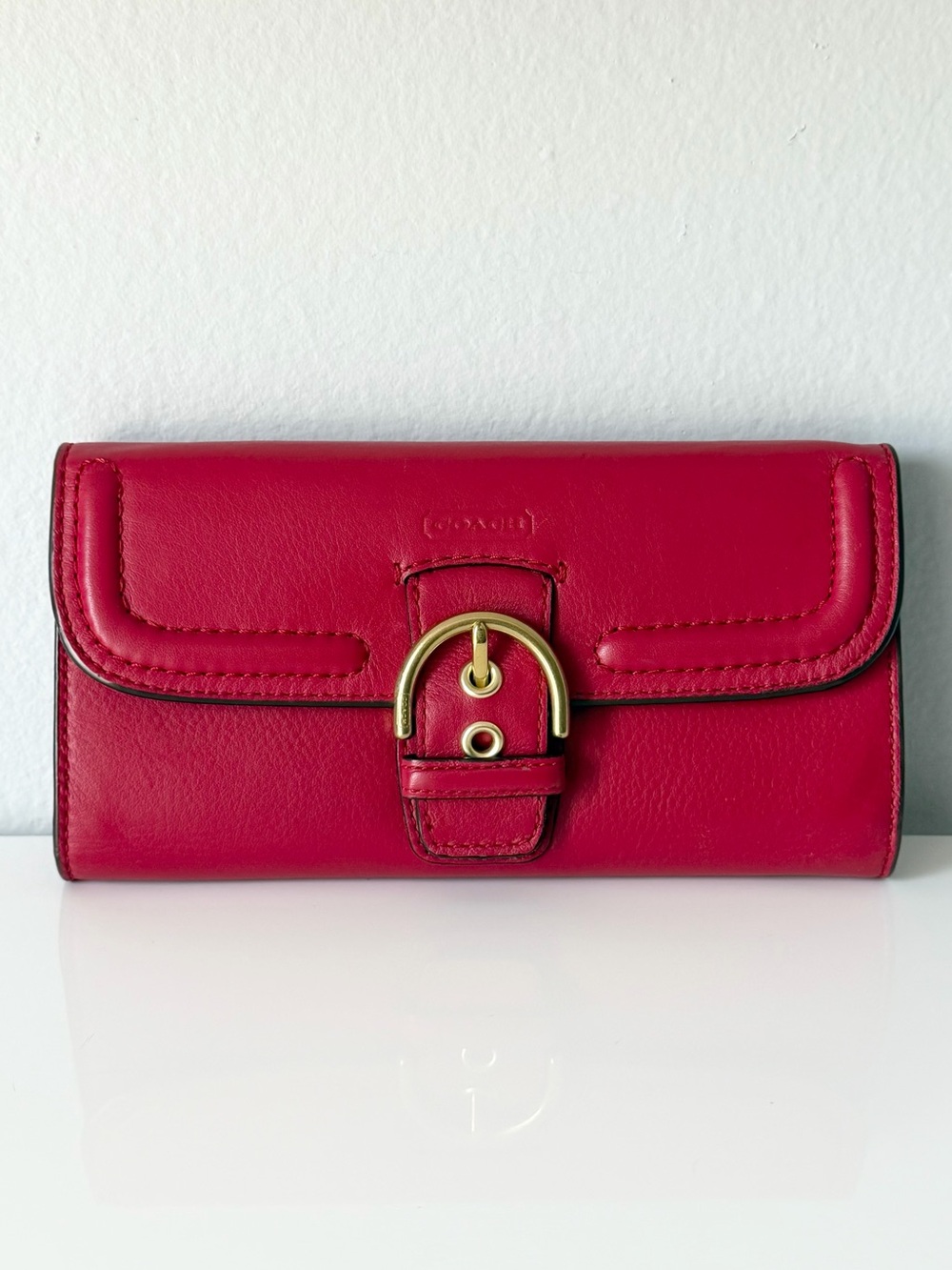 Coach Campbell Leather Buckle Slim Envelope Wallet